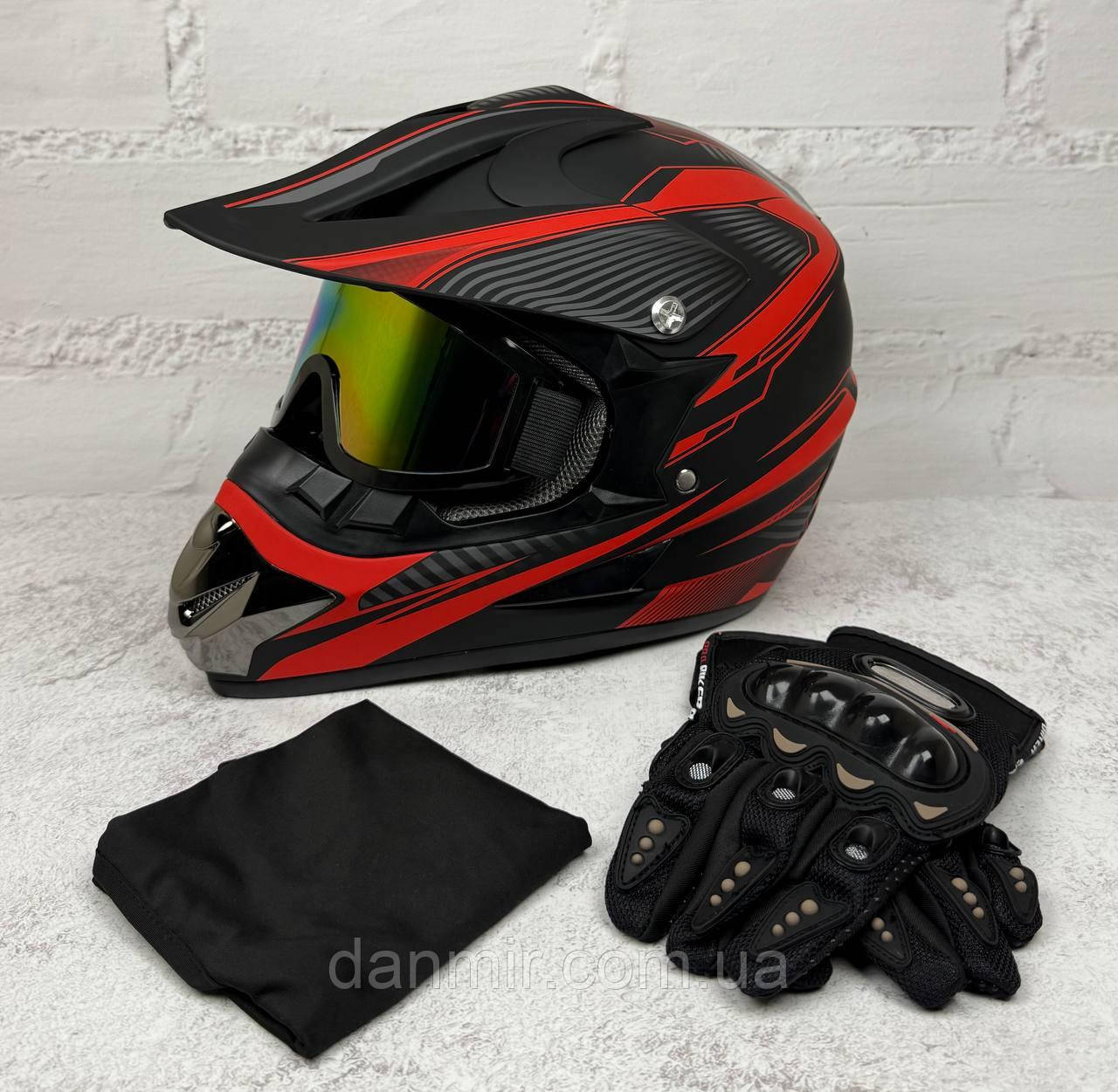 Мотошолом Ендуро H041M для мотокросу або квадроцикла + КОМПЛЕКТ у Подарунок (Окуляри, рукавиці, Балаклава), фото 1