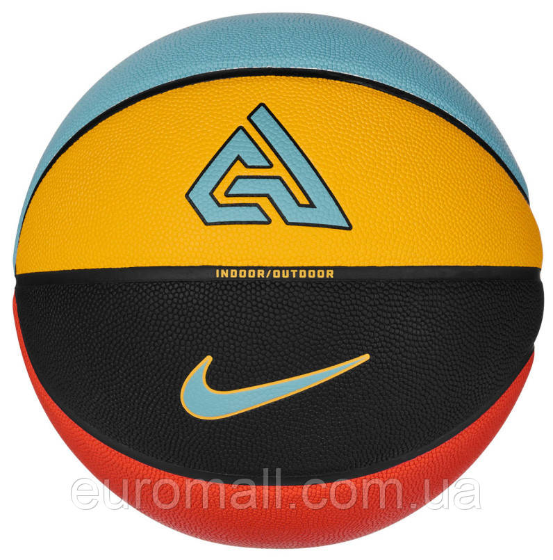 М'яч баскетбольний Nike ALL COURT 2.0 8P G ANTETOKOUNMPO DEFLATED чорний, жовтий, блакитний, червоний Уні 7