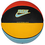 М'яч баскетбольний Nike ALL COURT 2.0 8P G ANTETOKOUNMPO DEFLATED чорний, жовтий, блакитний, червоний Уні 7, фото 3