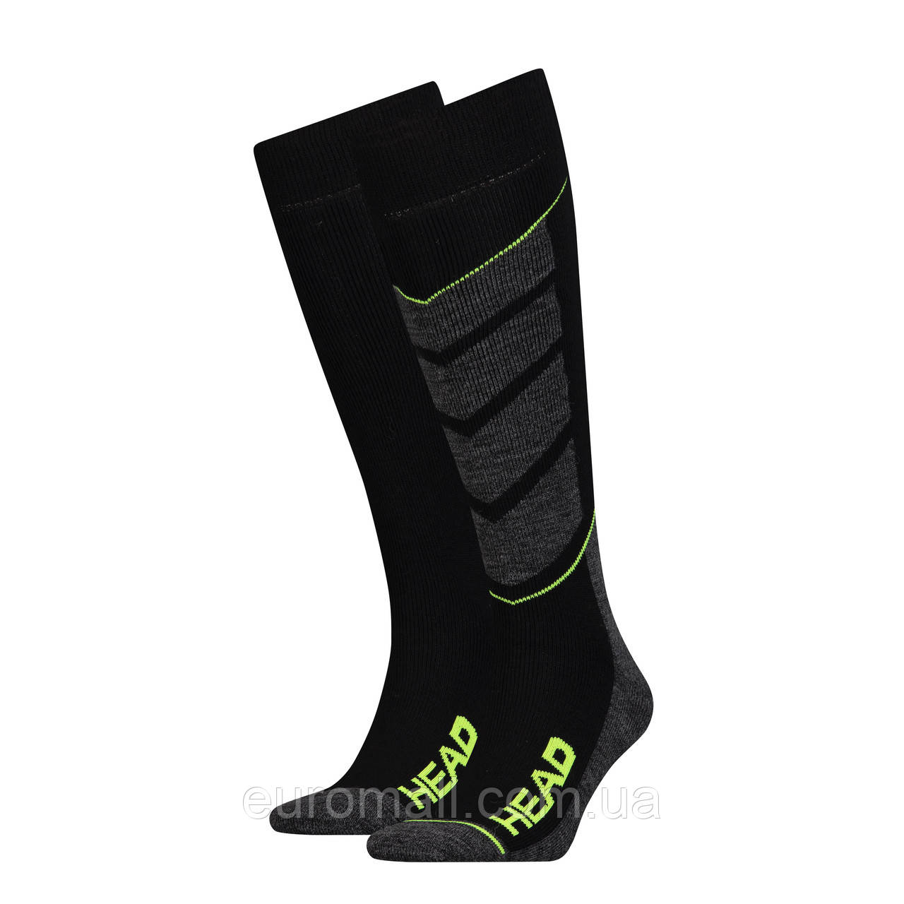 Шкарпетки гірськолижні Head UNISEX SKI V-SHAPE KNEEHIGH 2PPK чорний, жовтий Уні 35-38
