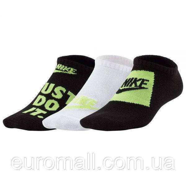 Шкарпетки Nike Y NK EVERYDAY LTWT NS 3PR - HB чорний, білий, зелений Діт 38-42