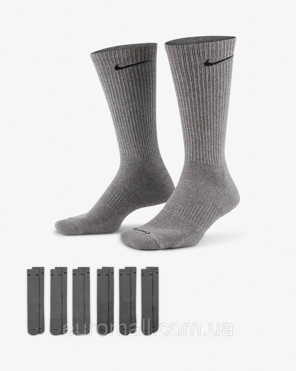 Шкарпетки Nike U NK ED PLS CSH CRW 6PR - 132 сірий Чол 38-42