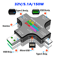 USB тестер Atorch J7-C USB Type C Micro USB вимірювач ємності струму напруги вольтметр амперметр