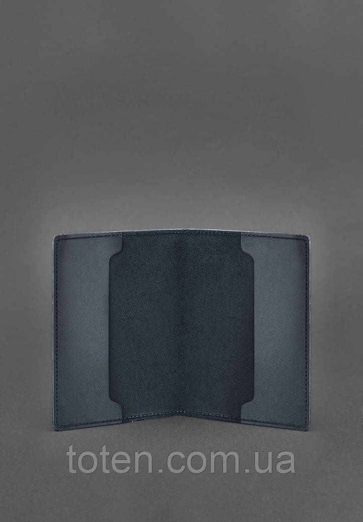 Шкіряна обкладинка для посвідчення офіцера 9.0 темно-синя Crazy Horse топ, фото 1