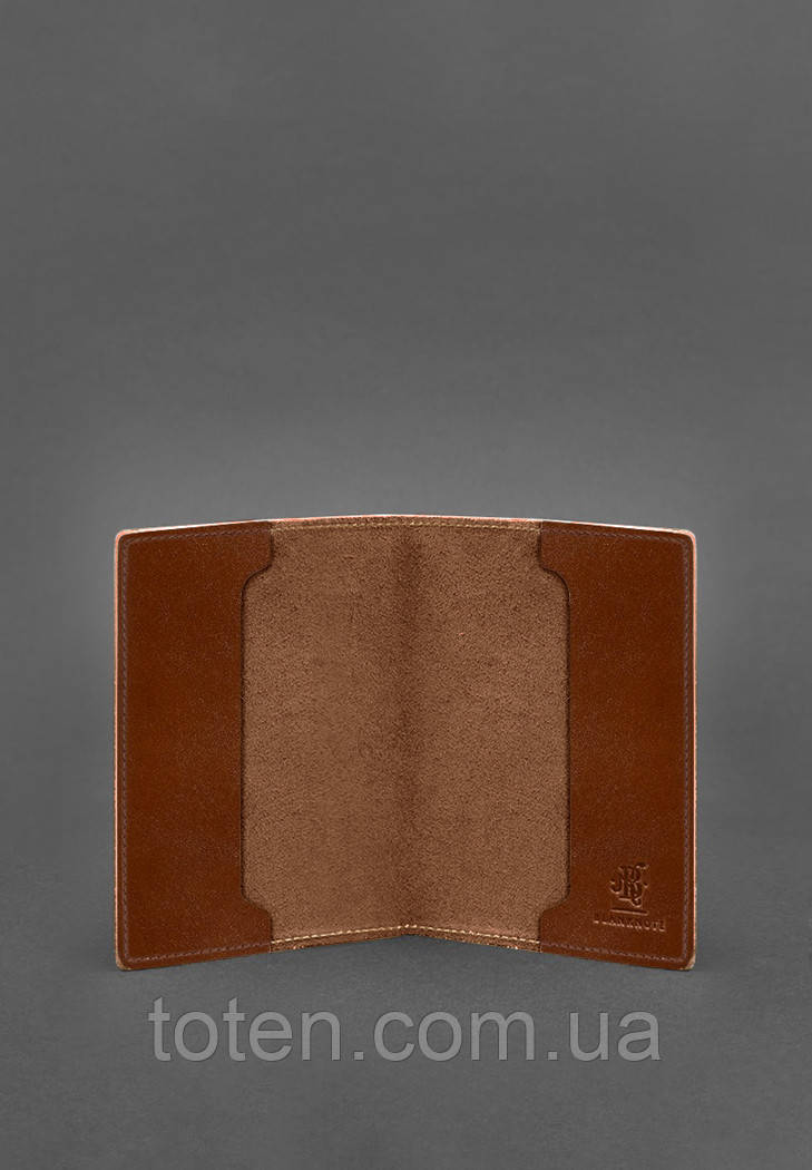 Шкіряна обкладинка для службового посвідчення військовослужбовця Держспецзв'язку світло-коричнева топ, фото 1