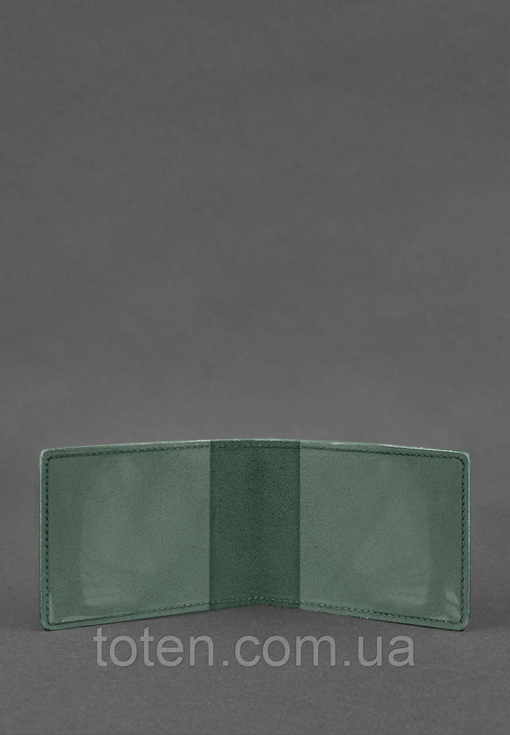 Універсальна шкіряна обкладинка для посвідчення зелена Crazy Horse топ, фото 1