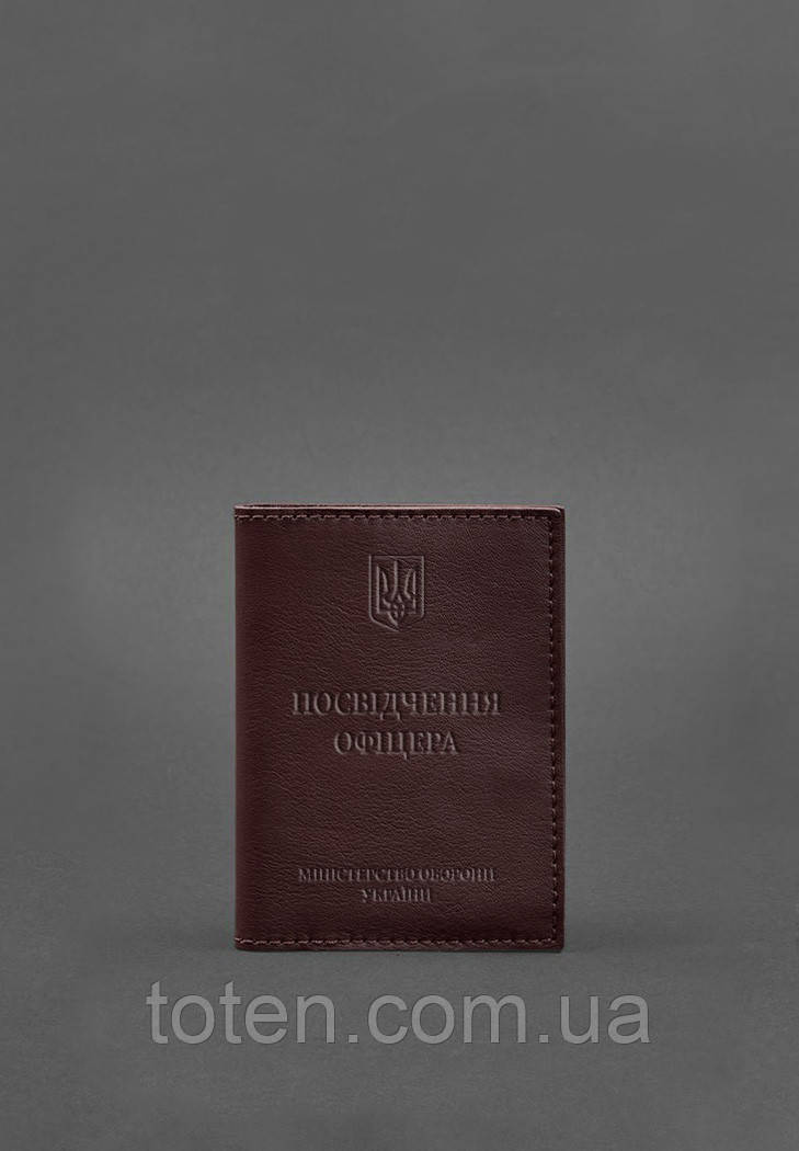 Шкіряна обкладинка для посвідчення офіцера 9.0 бордова топ, фото 1