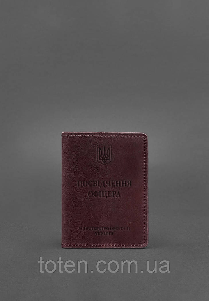 Шкіряна обкладинка для посвідчення офіцера 9.0 бордова Crazy Horse топ, фото 1
