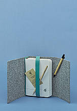 Фетровий жіночий блокнот (Софт-бук) 1.0 з шкіряними бірюзовими вставками топ