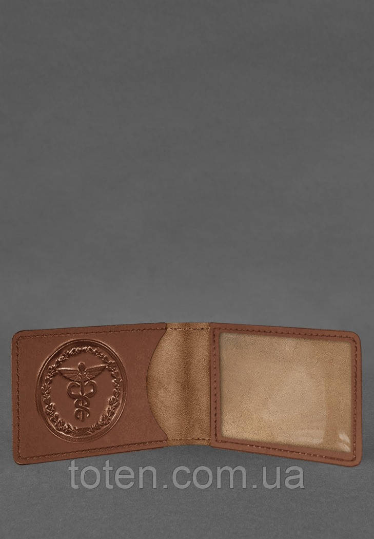 Шкіряна обкладинка на посвідчення Державної податкової служби світло-коричнева Crazy Horse топ, фото 1