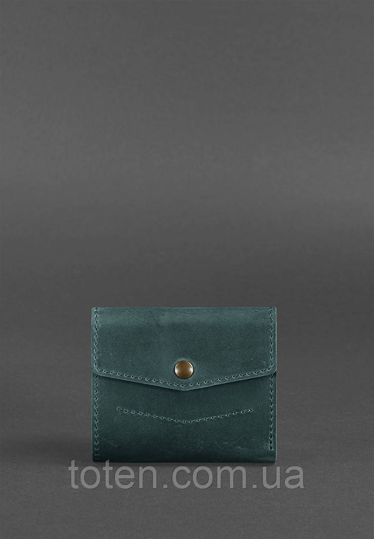 Шкіряний гаманець 2.1 зелений Crazy Horse топ, фото 1