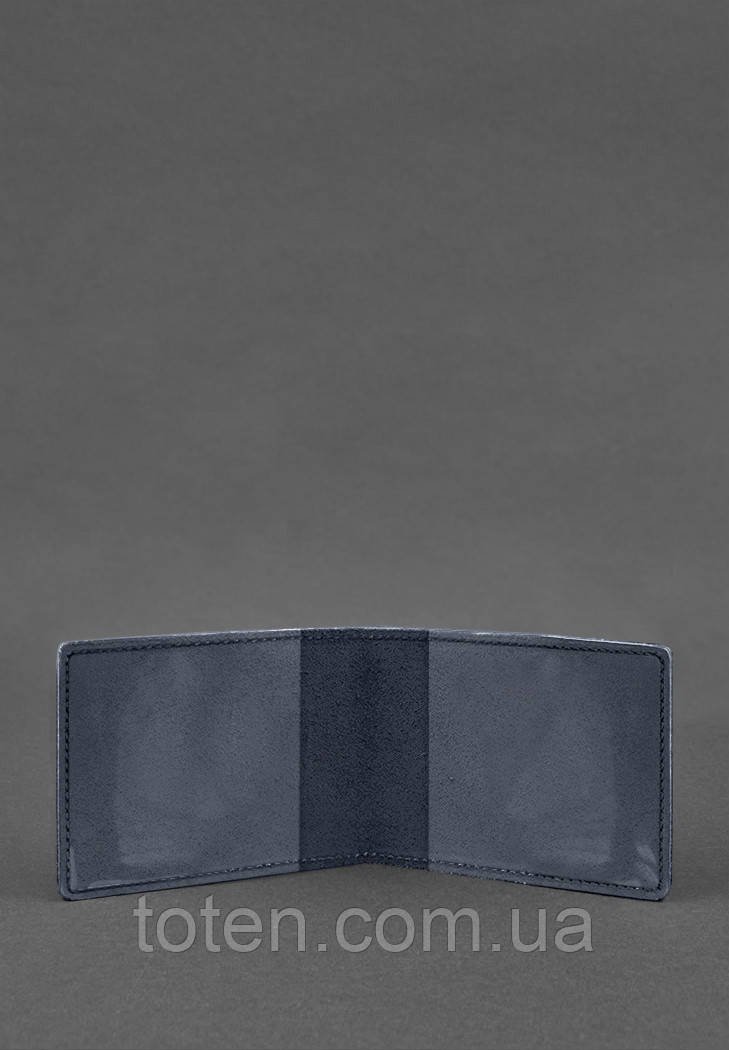 Шкіряна обкладинка для посвідчення міністерства оборони темно-синя топ, фото 1