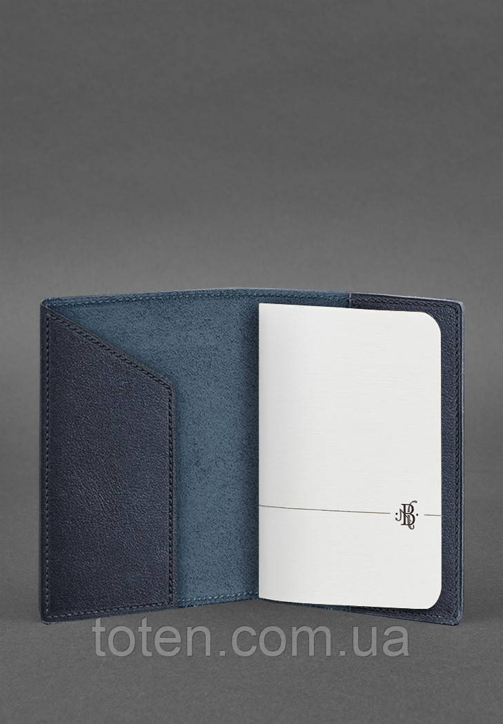 Шкіряна обкладинка для паспорта з мапою України синій краст топ, фото 1