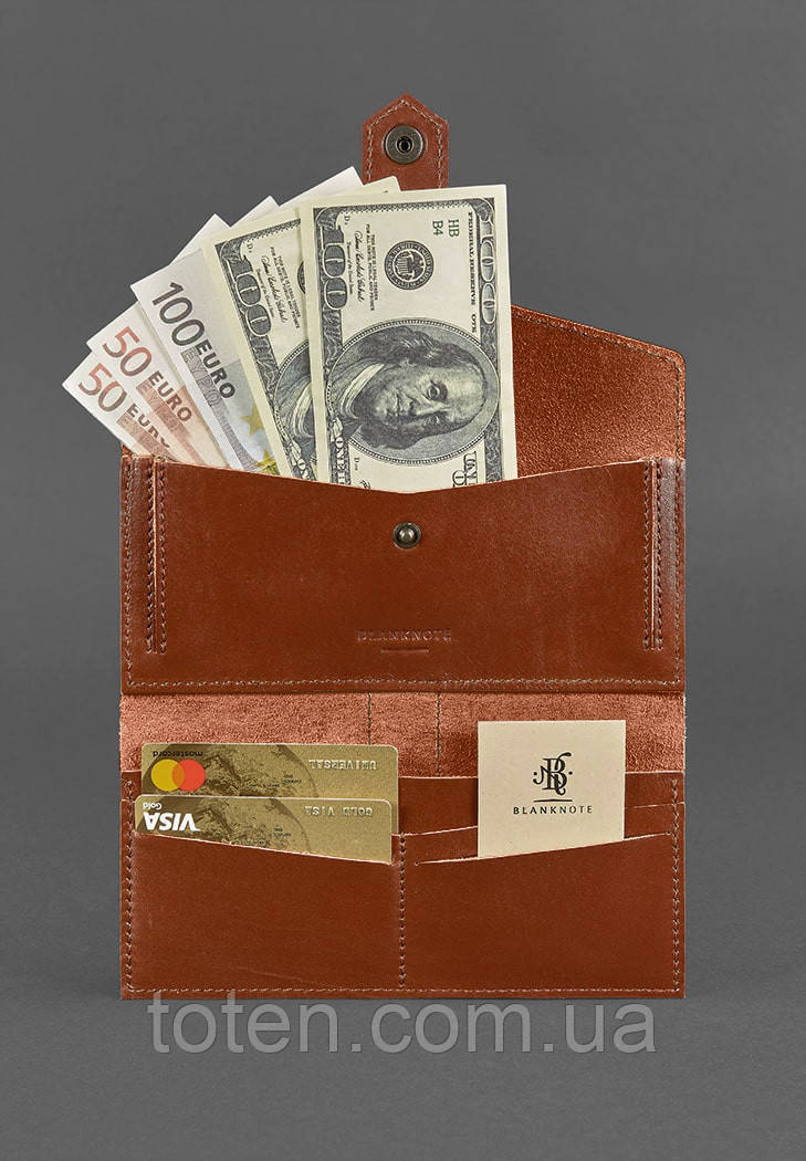 Шкіряне портмоне 3.0 світло-коричневе топ, фото 1