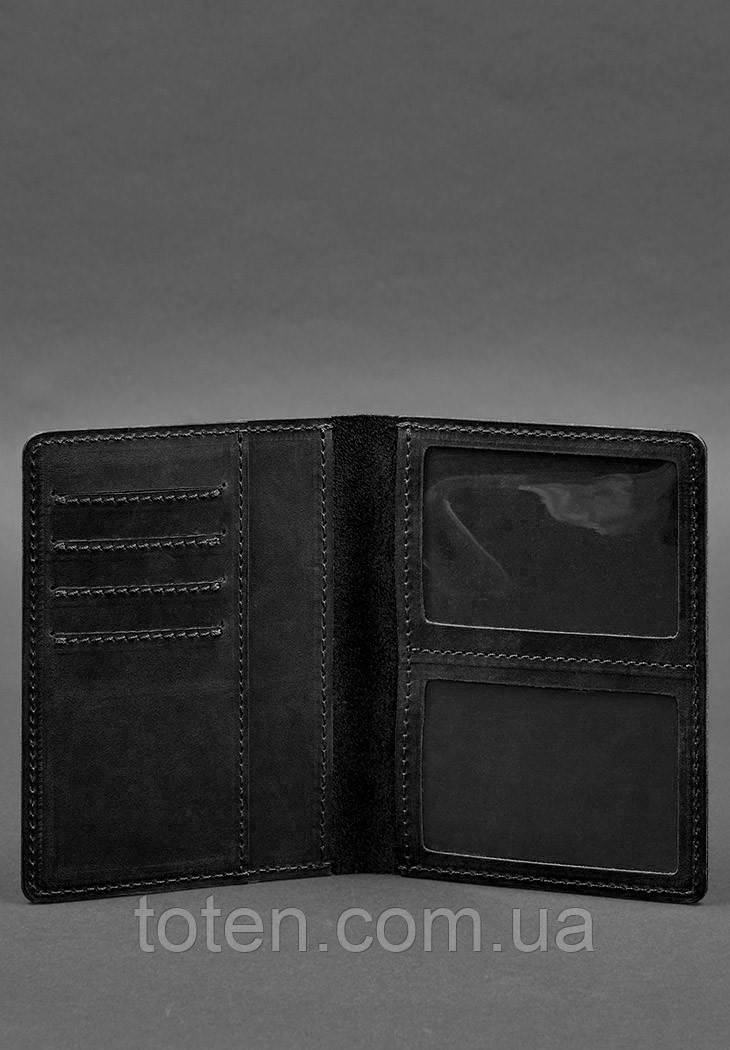 Шкіряна обкладинка-органайзер для документів 6.1 чорний Crazy Horse топ, фото 1