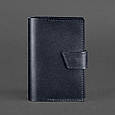 Шкіряна обкладинка для паспорта 4.0 темно-синя топ, фото 4