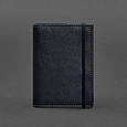 Шкіряна обкладинка для паспорта 1.0 темно-синя краст топ, фото 5