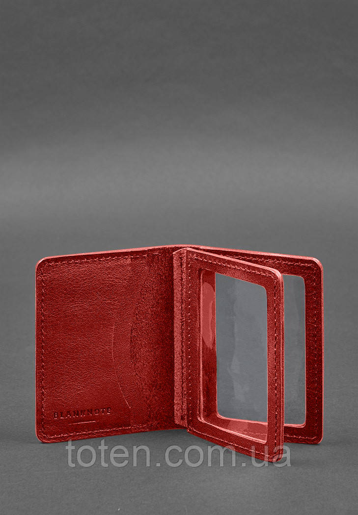 Шкіряна обкладинка для посвідчення водія, ID і пластикових карток 2.0 червоний топ, фото 1