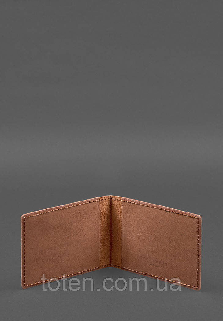 Шкіряна обкладинка для посвідчення інваліда війни світло-коричнева Crazy Horse топ, фото 1