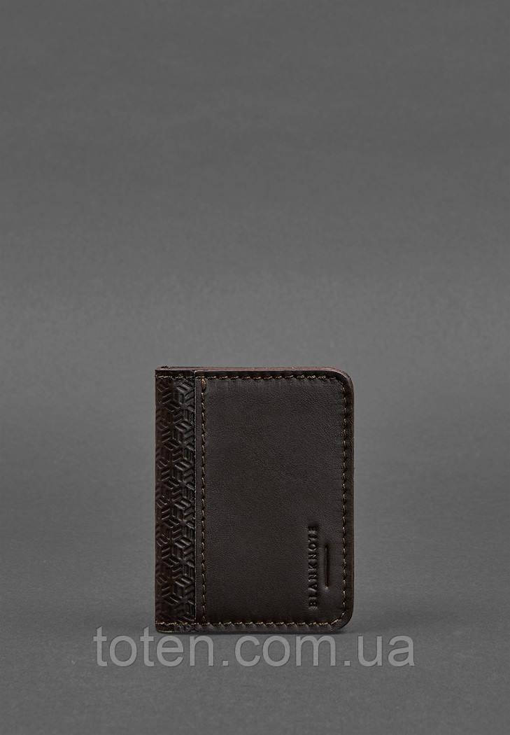 Чоловіча шкіряна обкладинка для ID-паспорта і водійських прав 4.0 карбон коричнева топ, фото 1