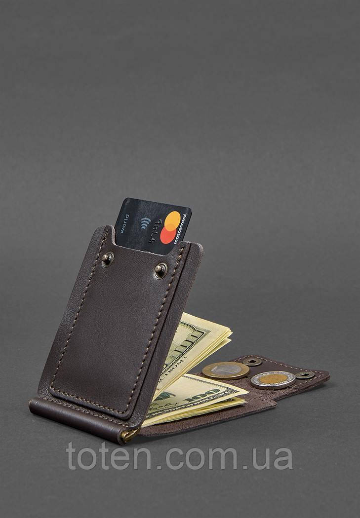 Чоловіче шкіряне портмоне коричневе 10.0 затиск для грошей топ, фото 1