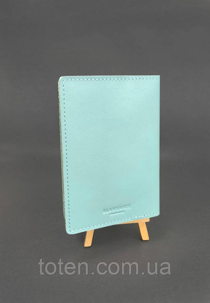 Шкіряна обкладинка на ветеринарний паспорт бірюзова топ, фото 1
