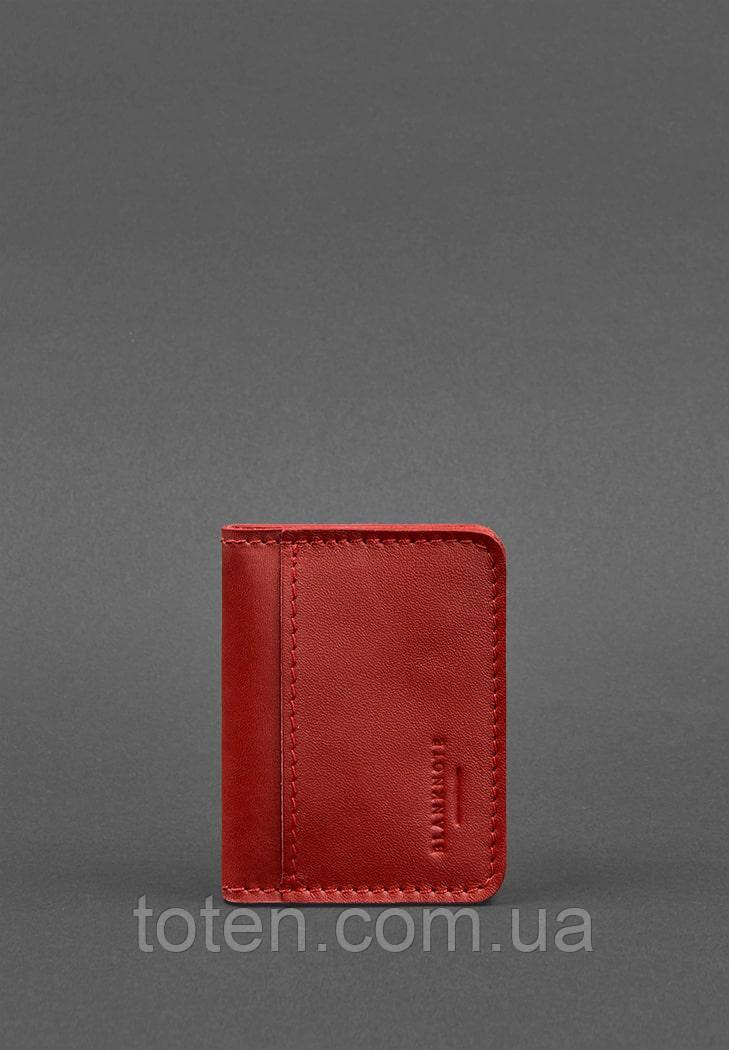 Шкіряна обкладинка для ID-паспорта і водійських прав 4.1 червона з гербом топ, фото 1