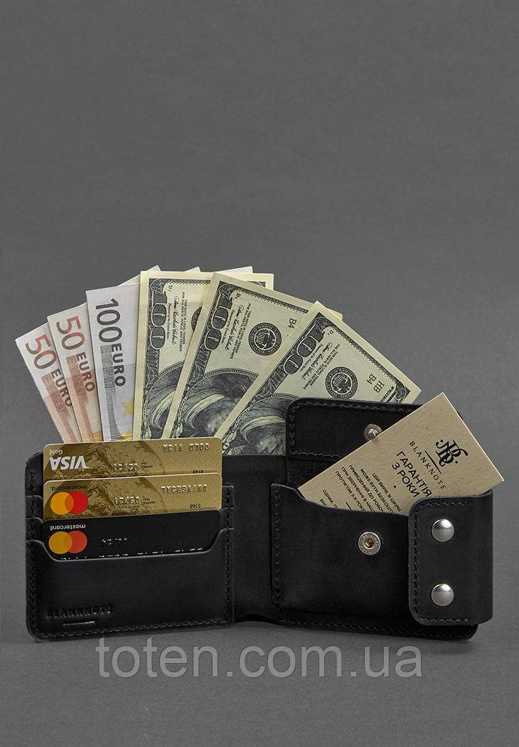 Чоловіче шкіряне портмоне Zeus 9.0 чорне Crazy Horse топ, фото 1