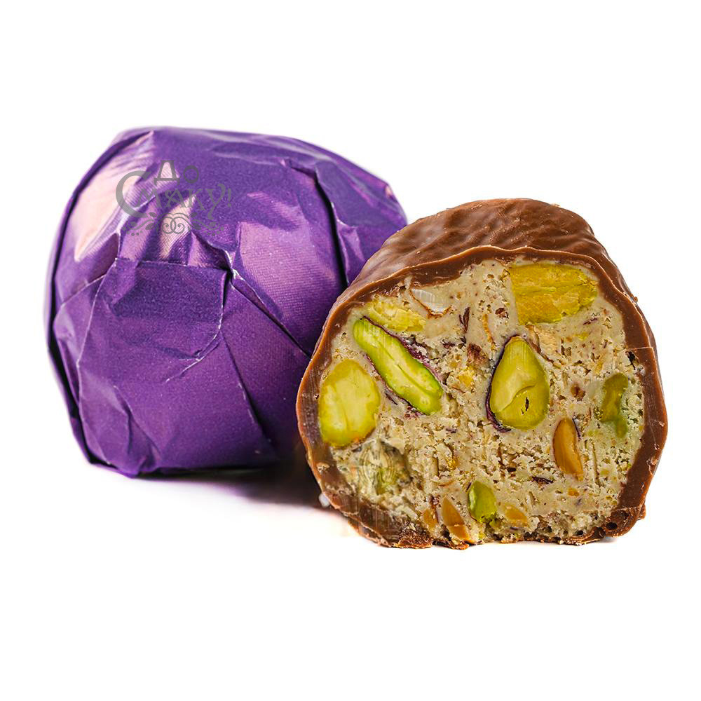 Дубайські цукерки Lux Choco #3112 з подрібненим мигдалем, фісташкою та лісовими горіхами 1шт