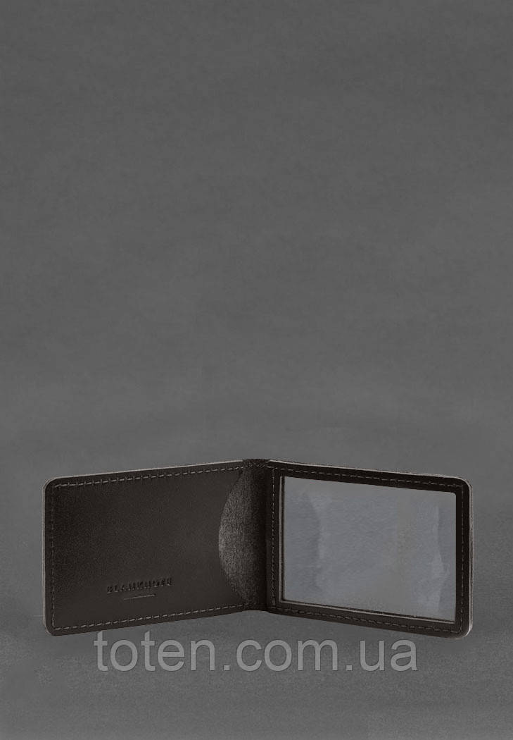 Шкіряна обкладинка для посвідчення (картки) державної митної служби (ДМС) Темно-коричнева топ, фото 1