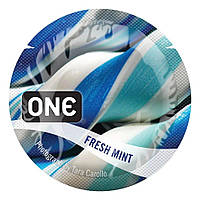 Ароматизований презерватив ONE FlavorWaves Fresh Mint, 1 шт, яскраво-синій, запах м'яти
