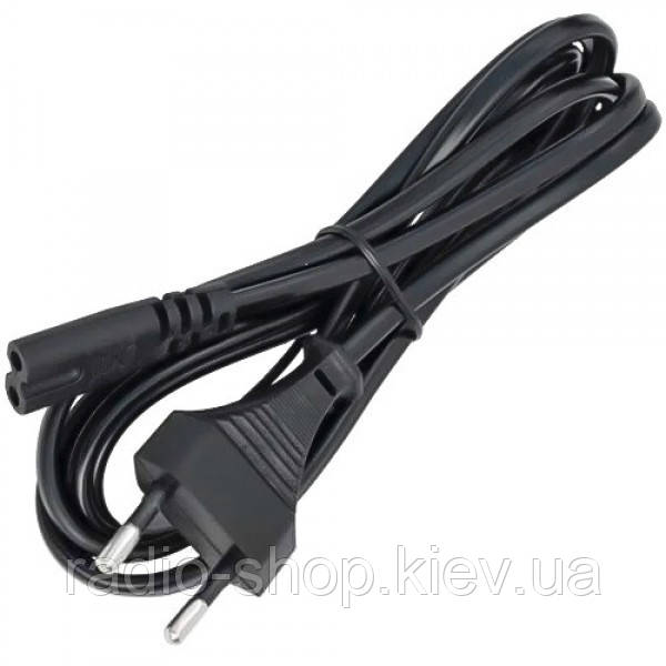 Шнур живлення 2х0,20 мм, плоский, чорний, 1,5метра, Tcom, фото 1