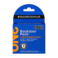 Набір презервативів ONE Backdoor, 3 шт, 3 види, картонна упаковка