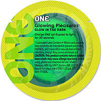 Презерватив ONE Glowing Pleasures, 1 шт, світиться у темряві, з мастилом