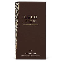 Презервативи LELO HEX Condoms Respect XL 12 Pack, тонкі і суперміцні, збільшений розмір