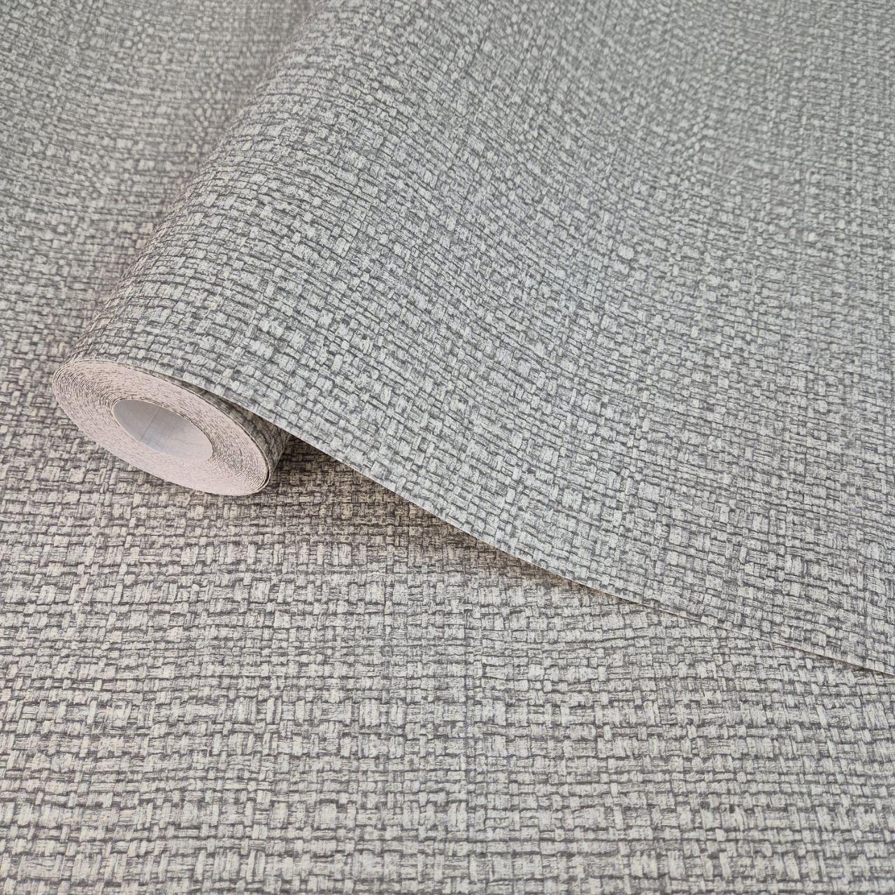 Шпалери вінілові 10.05 × 1.06 м Marburg 1032860, оливково-сірі, текстура рогожка для спальні, вітальні, передпокою, коридору, фото 1