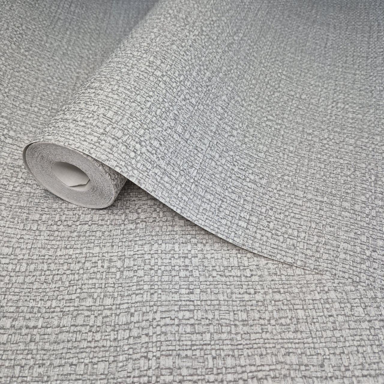 Шпалери вінілові 10.05 × 1.06 м Marburg 1032856, сірі, текстура рогожка для спальні, вітальні, передпокою, кабінету, фото 1