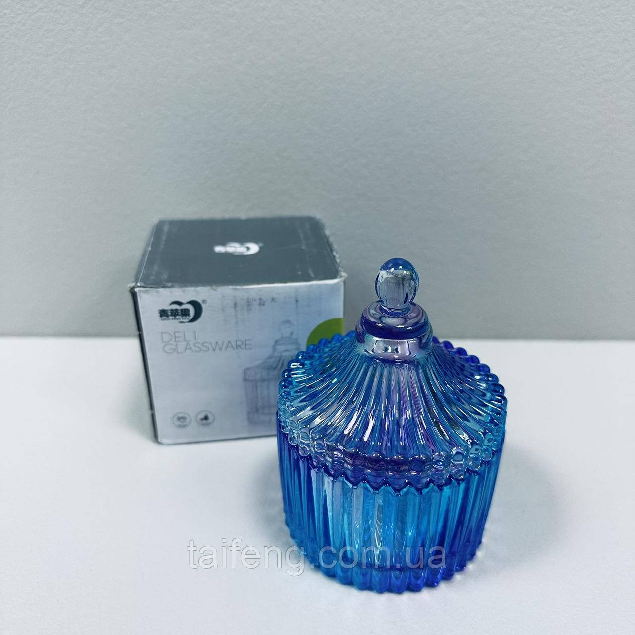 Цукорниця скляна з кришкою 6,8х9 см "Купол" Веселка Olens O102-026 МІНІ