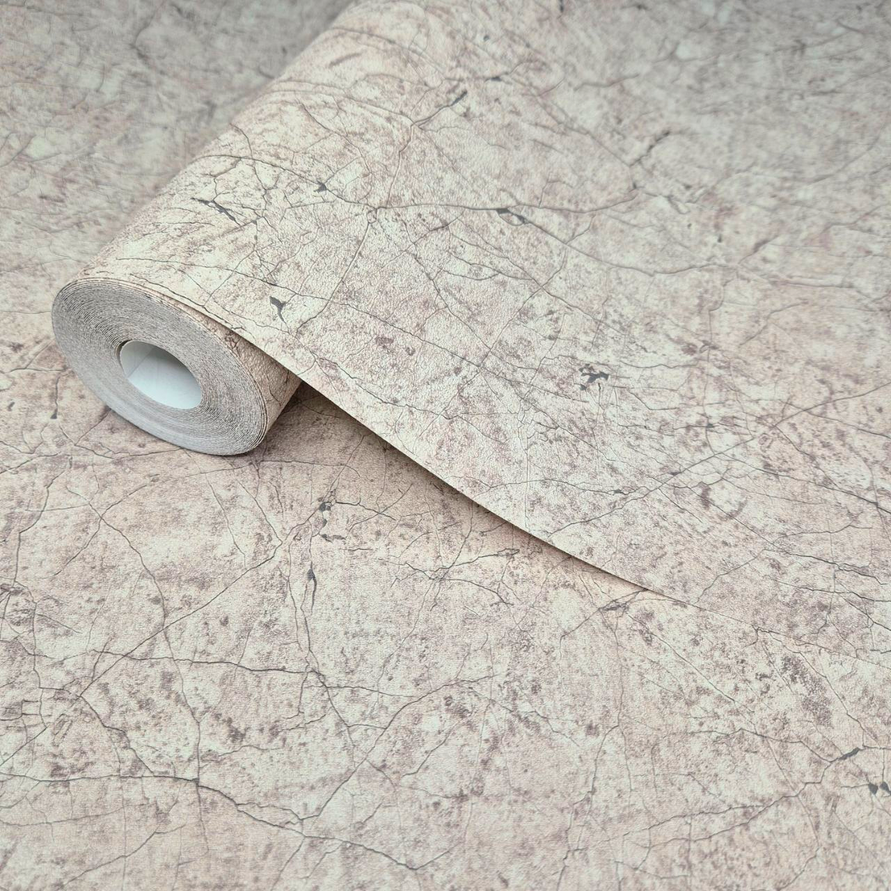 Шпалери вінілові 10.05 × 1.06 м Marburg 32854, пудрові, з імітацією штукатурки для вітальні, фото 1