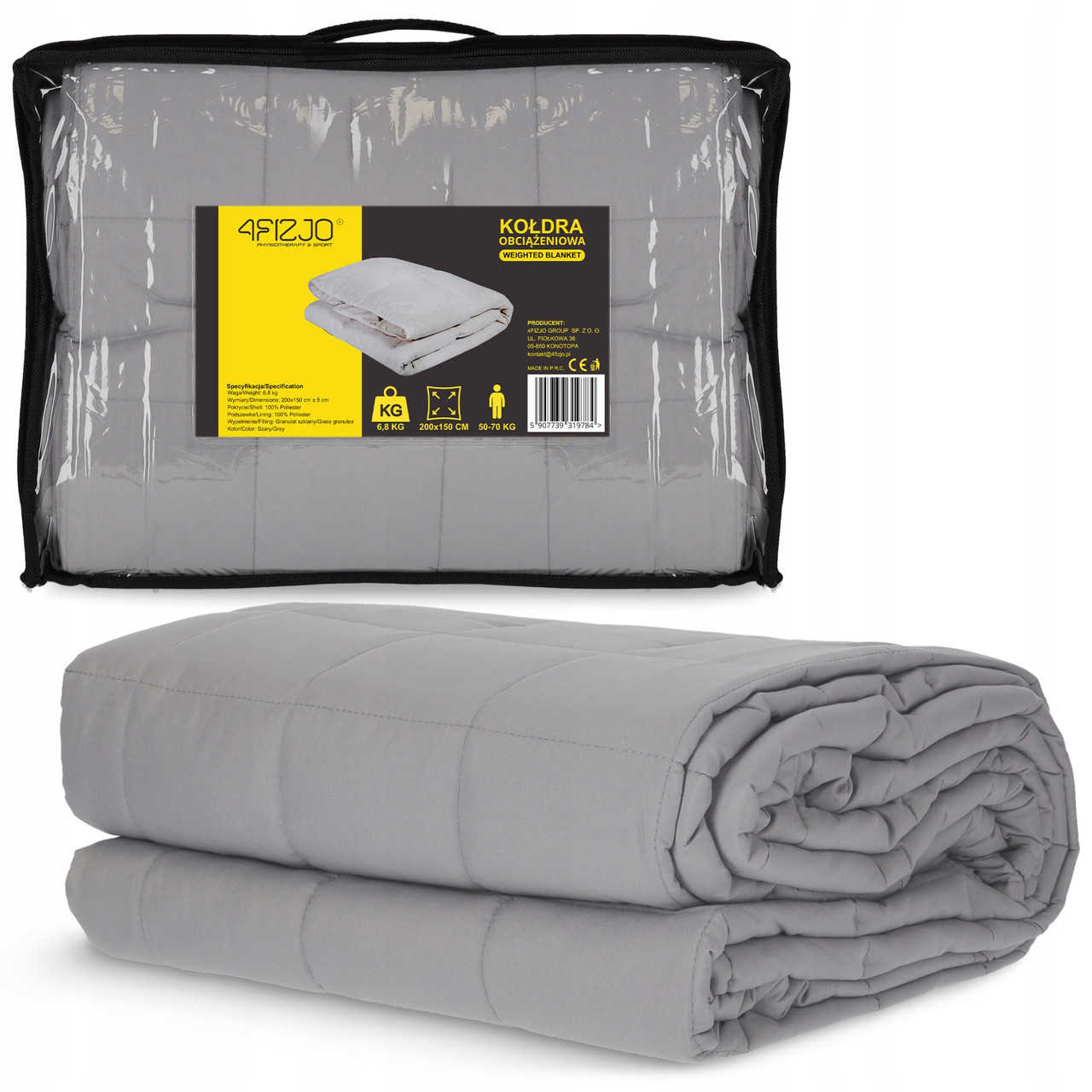 Ковдра важіль (обтяжена) 4FIZJO 6.8 кг 150 x 200 см Grey (P-5907739319784)