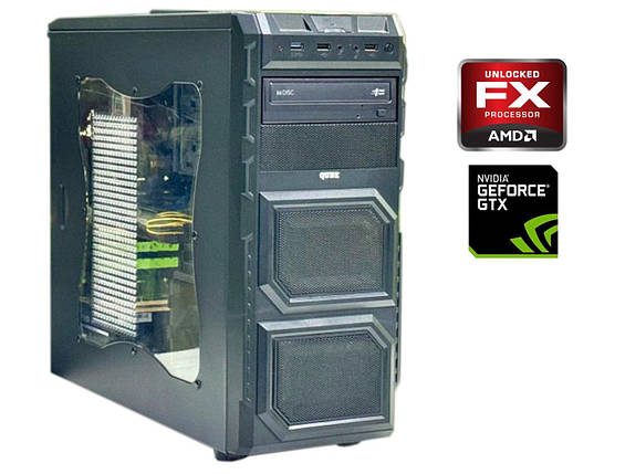 Б/в Ігровий ПК QUBE QB646 MT| AMD FX-8300| 8 GB RAM| 128 GB SSD + 500 GB HDD| GeForce GTX 1050 Ti 4GB, фото 1