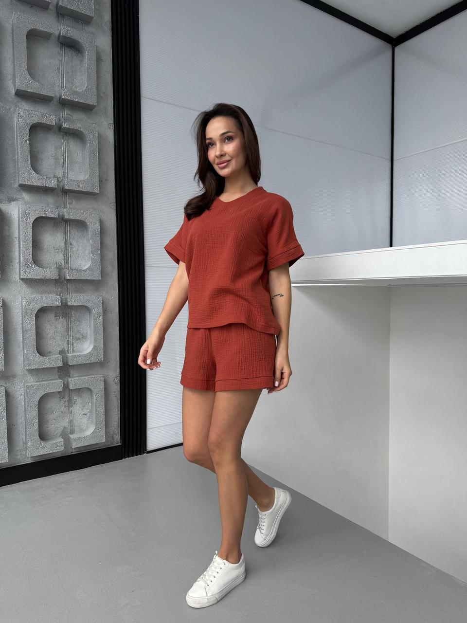 Жіночий костюм Hawaii з шортами, теракот .Топ!, фото 1