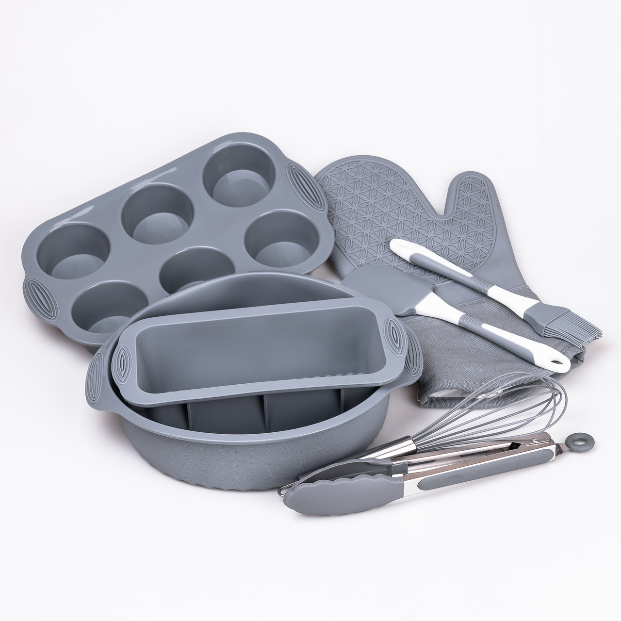 Силіконовий набір форм для випічки з антипригарним покриттям з кухонним приладдям та прихваткою 8 шт, фото 1