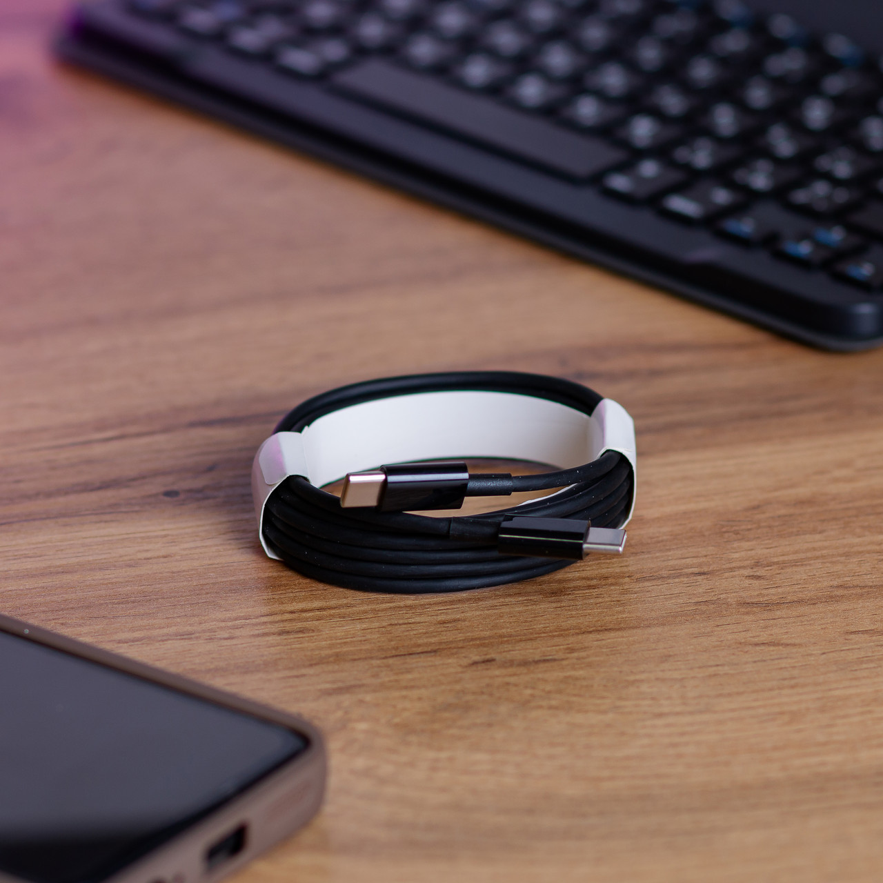 Кабель для зарядження USB-С шнур 2м чорний, фото 1