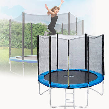 Вуличний дитячий батут із захисною сіткою та сходами для дачі та вулиці Profi MS 0496 діаметр 244 см Синій