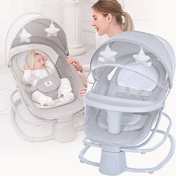 Центр шезлонг 4 в 1 для новонароджених з таймером і москітною сіткою Mastela 8113 Світло-сірий