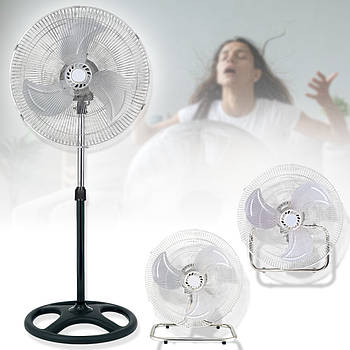 Підлоговий вентилятор 3 в 1 з металевими лопатями та 3 швидкостями Kitchen Tich KT1803 200 Вт