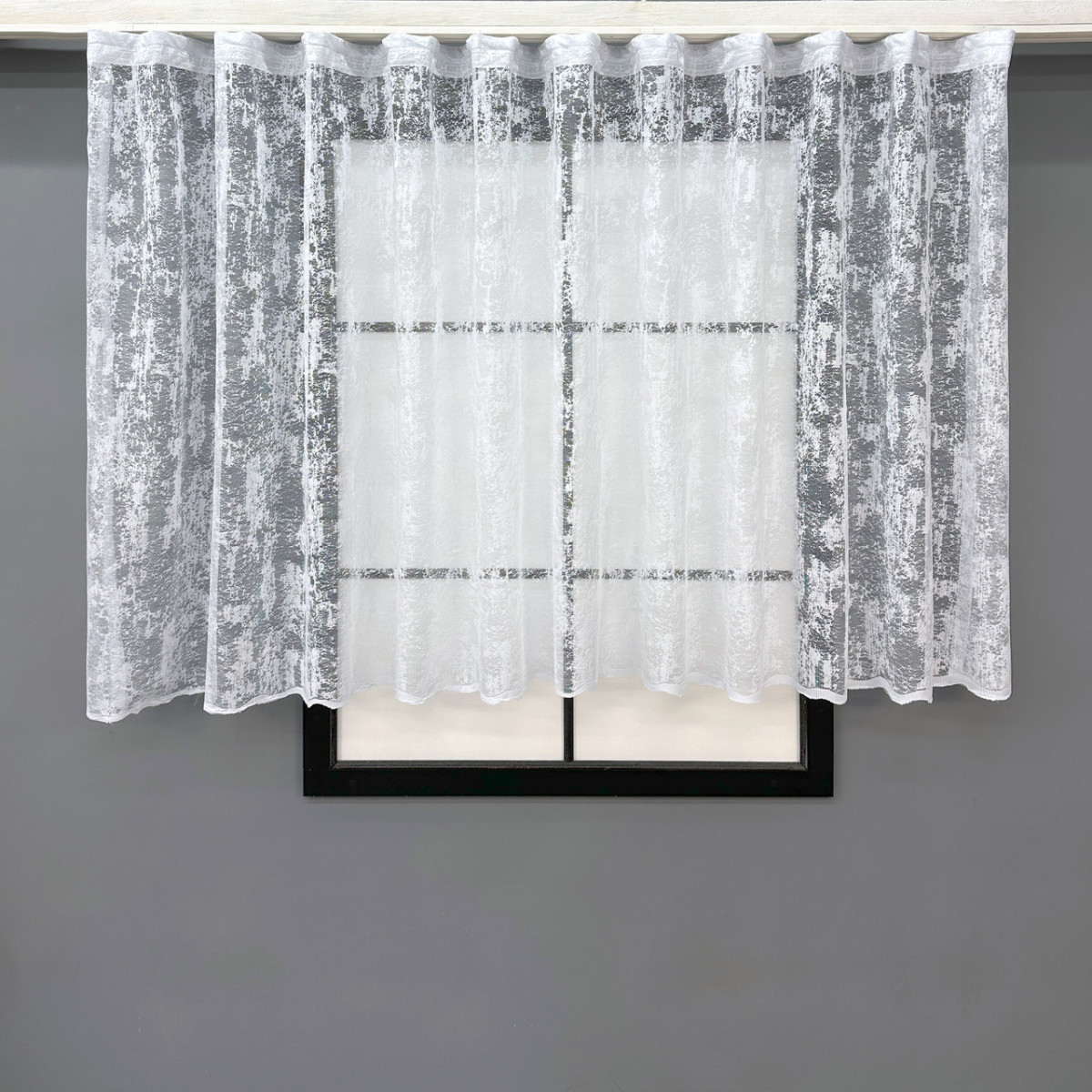 Коротка тюль, висотою 1,2м., жакард "Мармур". Колір білий. Код 1600т 5045220