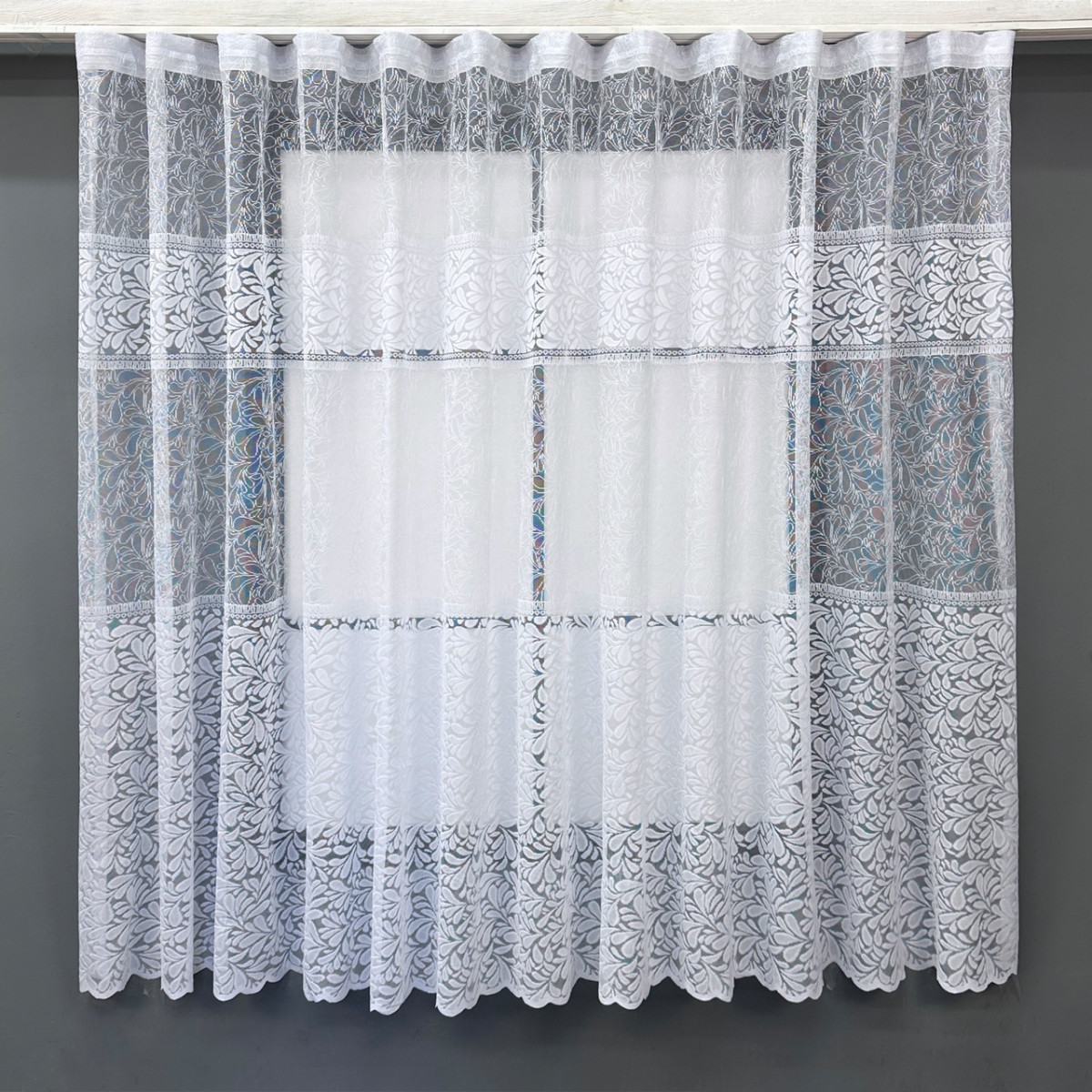 Коротка тюль, висотою 1,6м., жакард. Колір білий. Код 1527т 4960525