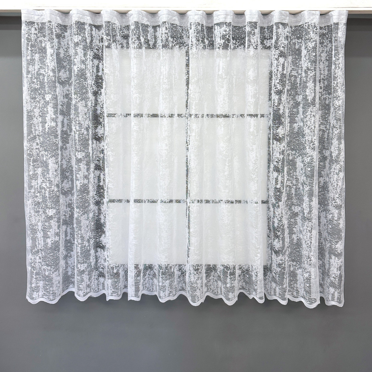 Коротка тюль, висотою 1,5м., жакард "Мармур". Колір білий. Код 1596т 5045223